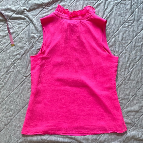 J. Crew Silk Pink Sleeveless Ruffled Blouse Sz 8 - Picture 8 of 8